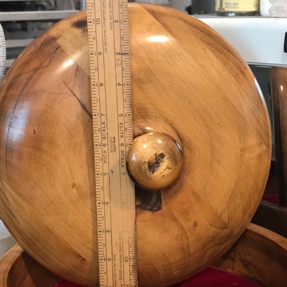 Myrtle Wood Turned Lidded Bowl with Mirror Red Felt Lining Made in Oregon - Picture 3 of 11
